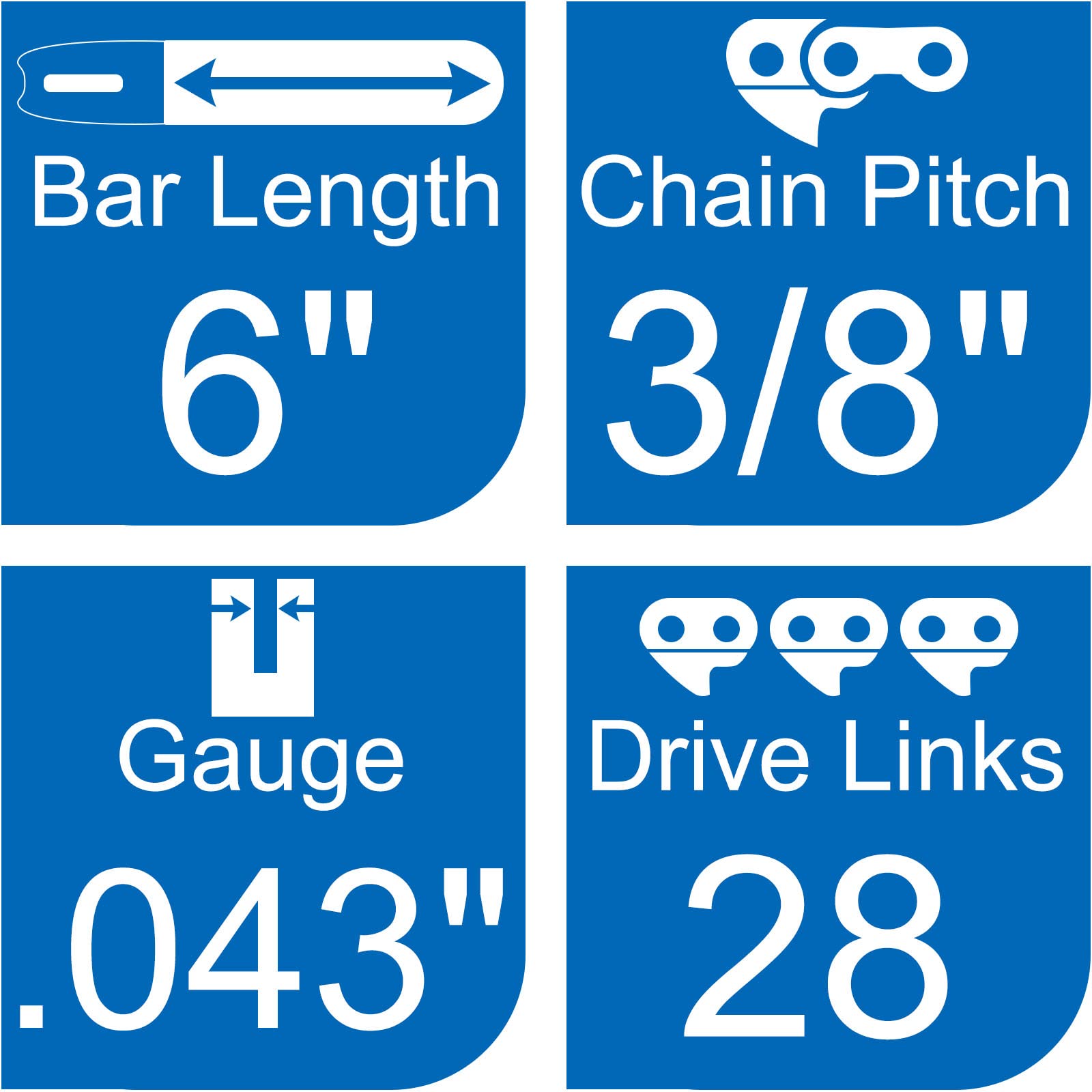 Opuladuo 3PC 6 Inch Chainsaw Chain for 2527-20, Replacement Chain for Craftsman CMCCSL621D1-3/8