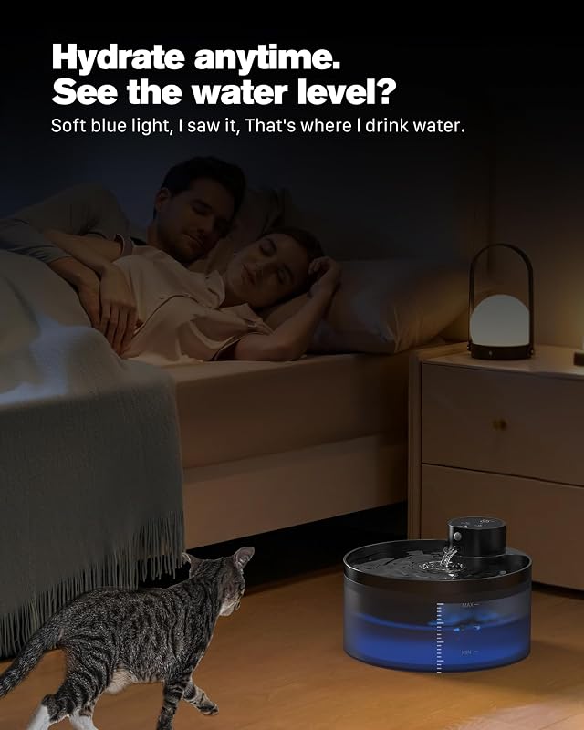 GIOTOHUN Vezeték nélküli macska ivófontána 3,2L mozgásérzékelővel és szűrőkkel - Cat fountain with 6 carbon filters + 3 sponge