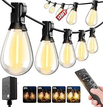 Likesky 130FT LED Outdoor String Lights with Remote