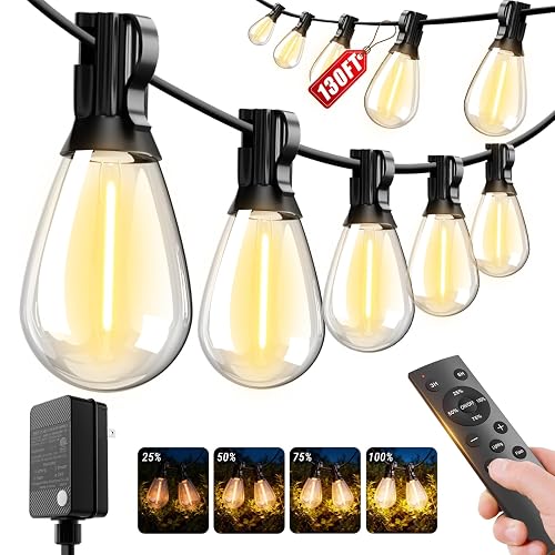 Likesky 130FT LED Outdoor String Lights with Remote Waterproof Patio