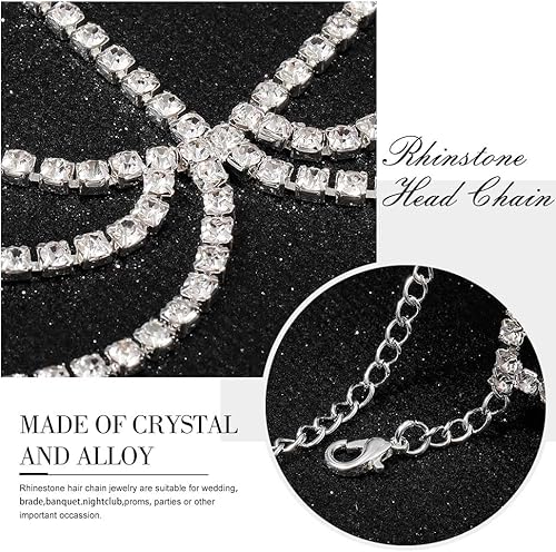 Miniatura 6 de Jovono Cadena de cabeza bohemia con diamantes de imitación para novia, para boda, con cristales en capas, accesorios de joyería para el cabello para