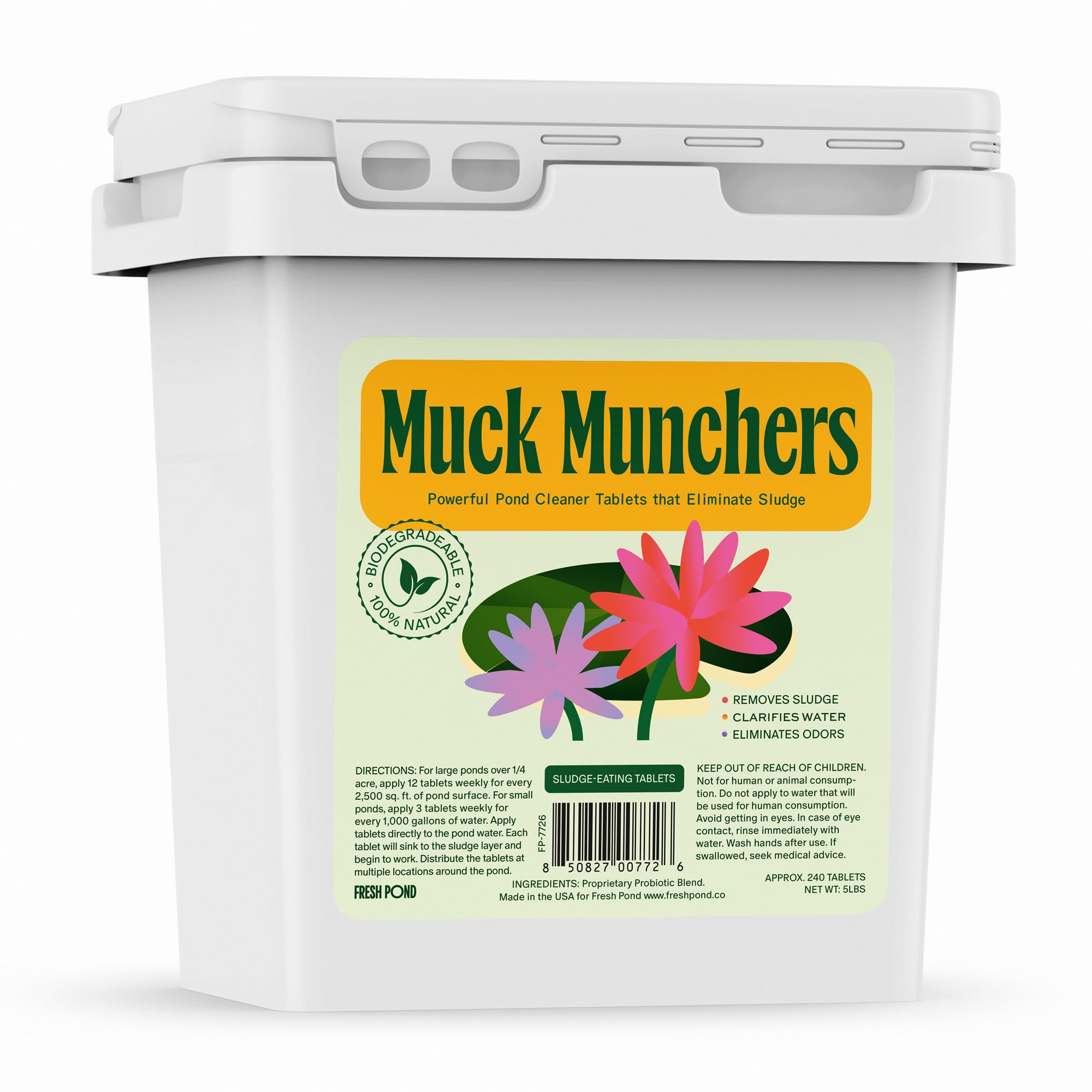 Muck Munchers - Pastiglie per il trattamento dell'acqua che riducono i fanghi, rimuovono sporcizia e odori negli stagni delle carpe koi e negli stagni naturali, sicure per pesci, animali domestici e