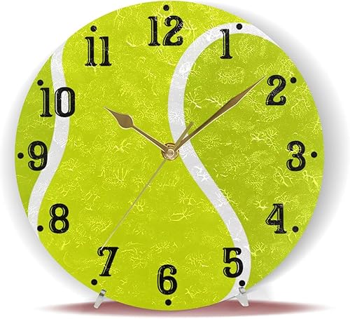 Miniatura 6 de Reloj de pared con pelota de tenis, funciona con pilas, silencioso, sin tictac, moderno, redondo, decoración para dormitorios, cocina, sala de