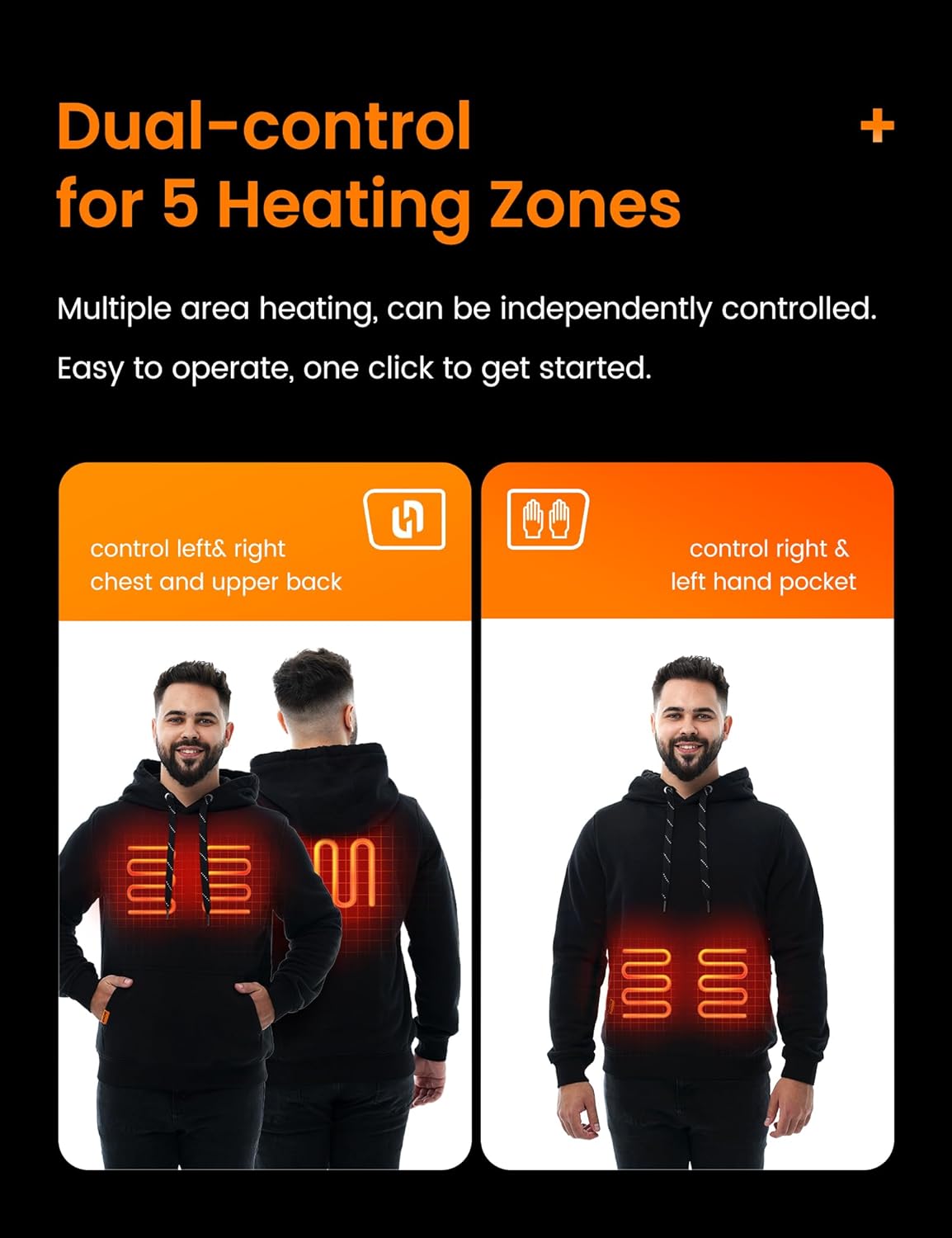 HENNCHEE Heated Hoodies for Men Women, Heated Pullover Unisex Sweatshirt Heating Jacket - Image 2
