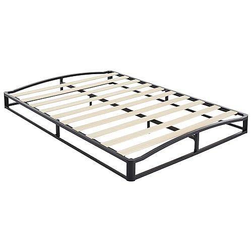 Miniatura 6 de Amazon Basics Metal Platform Bed Frame, with Wood Slat Support, 10 inches High, Full, Black