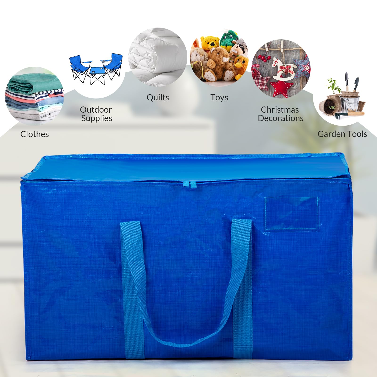 Cinnani Set da 2 Borse di stoccaggio extra large,Borsa Portaoggetti Grande da 90L, Impermeabile con robuste maniglie e cerniere,per traslochi,viaggi,campeggio,attrezzi da giardinaggio,67x35x38cm