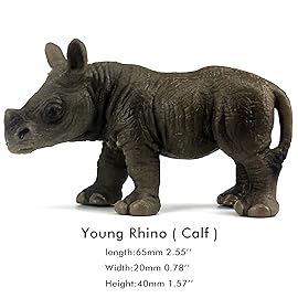 FUNSHOWCASE African Jungle Animals Toy Rhinoceros Figure Realistic Miniature 3-Piece 1698-1700