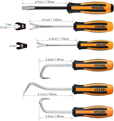 Miniatura 2 de VESSEL MEGADORA Juego de herramientas de extracción 6 piezas. 9706EVA (Juego de espuma EVA/cincel, clip y removedor de manguera)