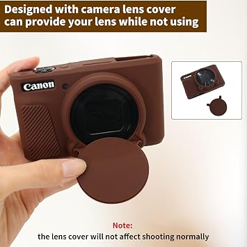 MUZIRI KINOKOO Silicone Case Compatible for Canon Powershot SX740/SX730 HS Digital Camera - Soft Rubber SX740 HS Protective Sleeve with Removable Lens Cover - Anti-Slip & Anti-Scratch - Dark Brown