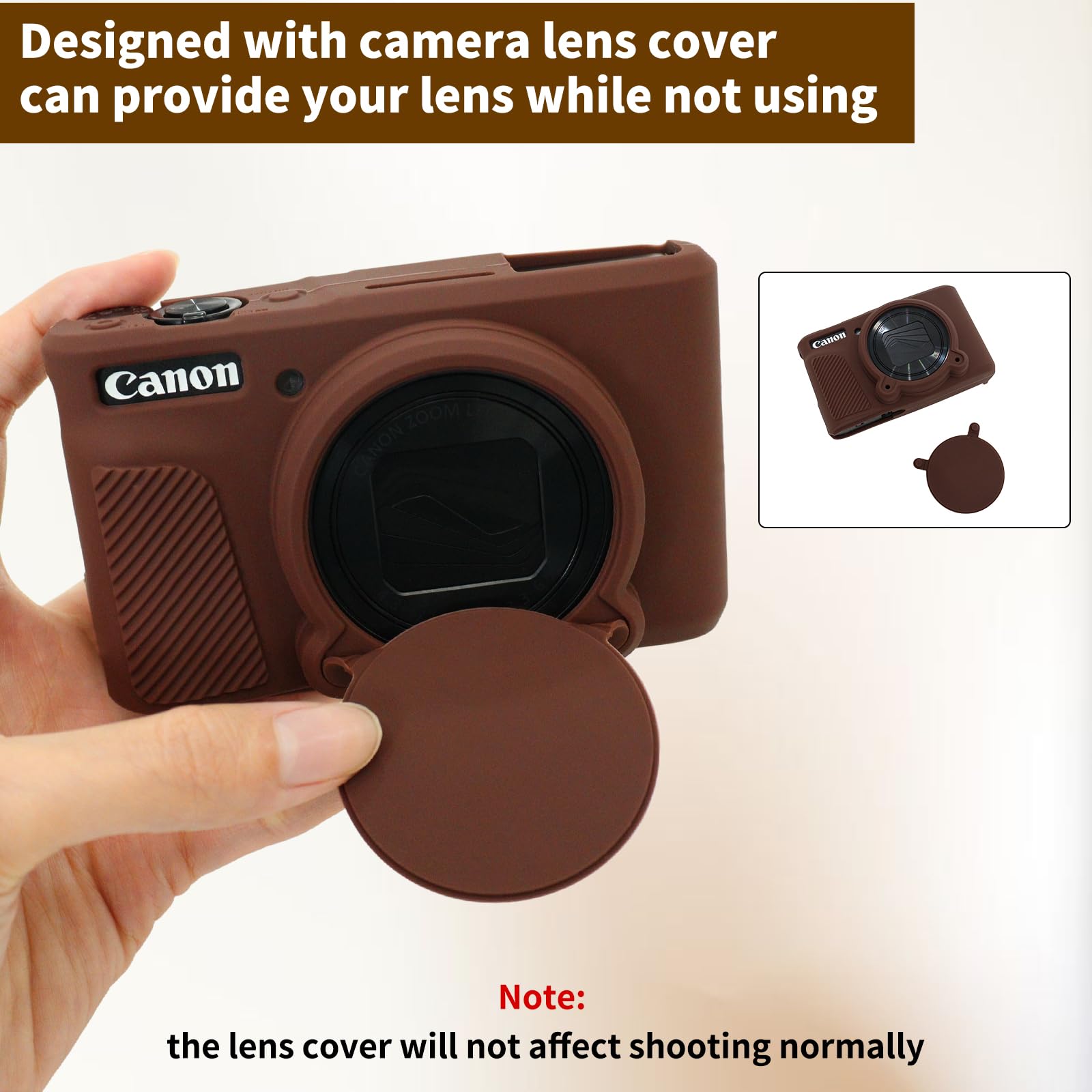 MUZIRI KINOKOO Étui en silicone compatible avec appareil photo numérique Canon Powershot SX740/SX730 HS - Housse de protection en caoutchouc souple avec couvercle d'objectif amovible - Antidérapant et