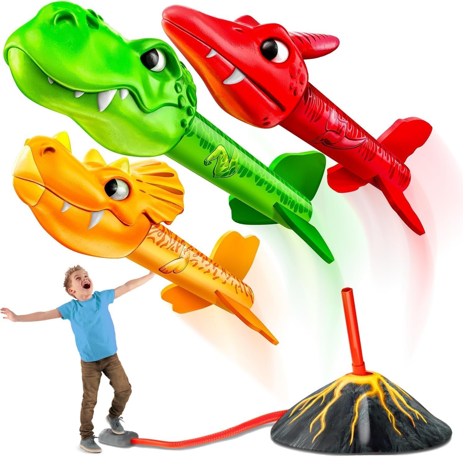 XICEN Dino Blasters, Rocket Launcher for Kids - Launch up to 100 ft. Birthday Gift, for Boys & Girls Age 3, 4, 5, 6, 7, Years Old - Outdoor Toys, Family Fun, Dinosaur Toy, Kids Toys 2026
