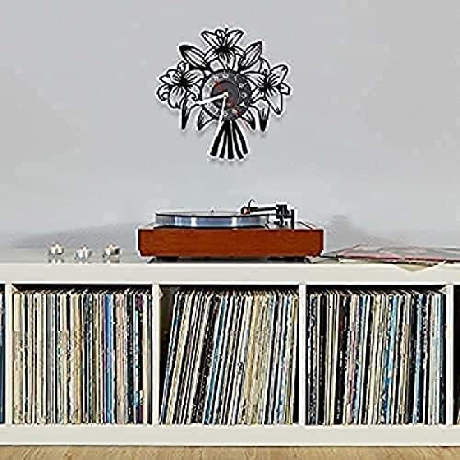Reloj de Pared Redondo, un Ramo de Flores, Reloj de Pared de Vinilo Grabado con láser, Reloj de Pared de Vinilo, decoración artística de Pared, Regalos para Ella, Regalo Decorativo