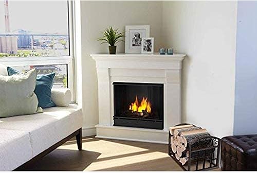 Vista 7 de Home-Complete - Soporte para leña con diseño decorativo de voluta, contenedor de almacenamiento de troncos de metal para interiores y exteriores