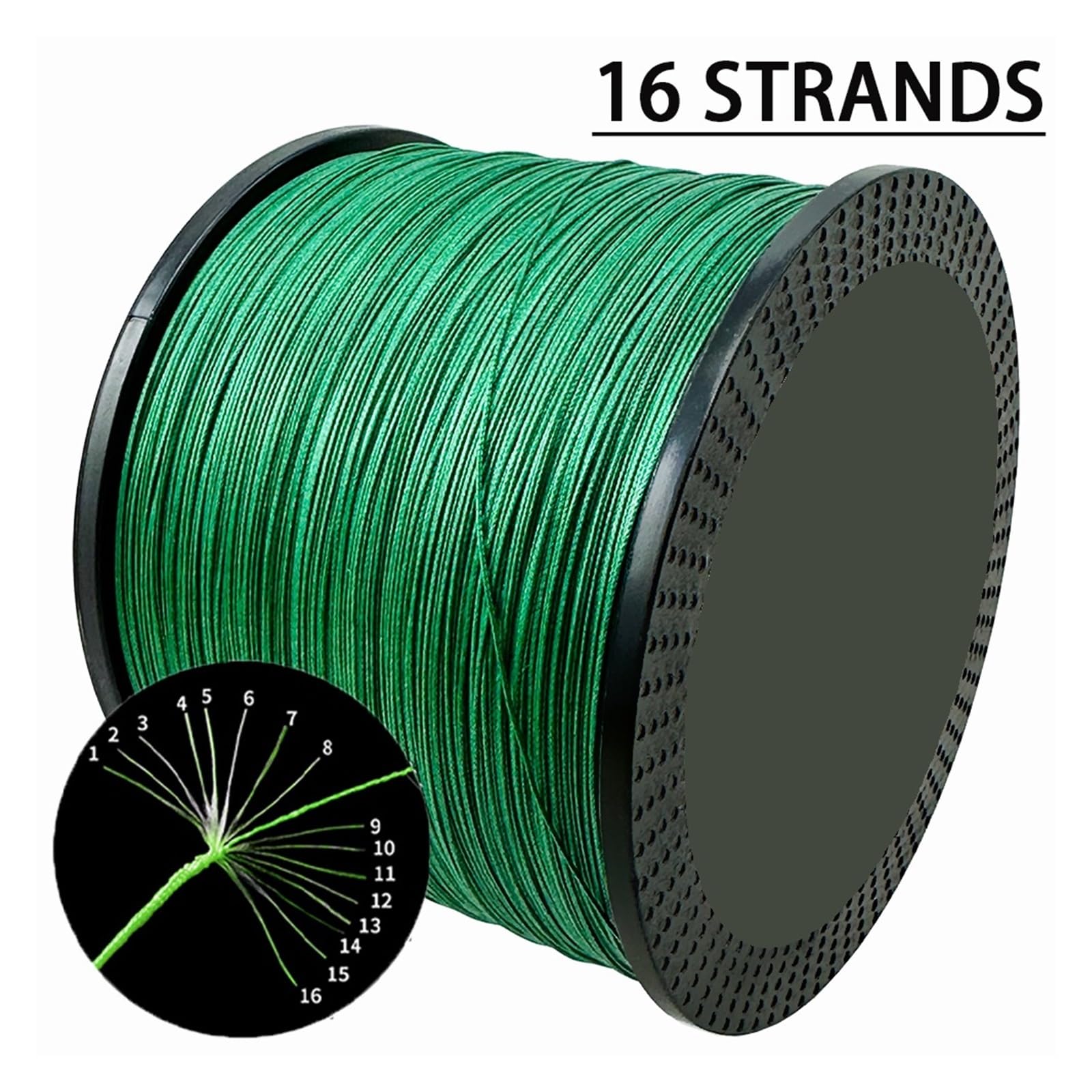 Hilo de Pescar Trenzado 16 hebras, multifilamento, cordón Marino Fuerte | Cordón de pesca trenzado súper resistente for pesca en agua salada en alta mar