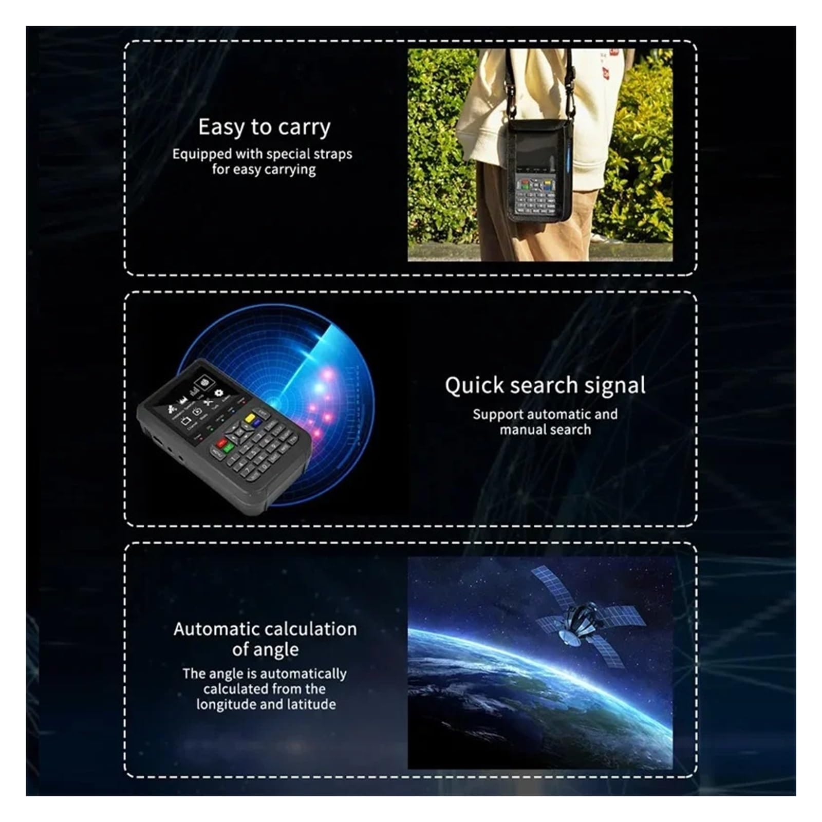 1 pz Misuratore satellitare Star Finder Satellite DVB-S/S2/S2X Schermo TFT LCD Alta Definizione Sostituisci Accessori pratici Localizzatore di segnali