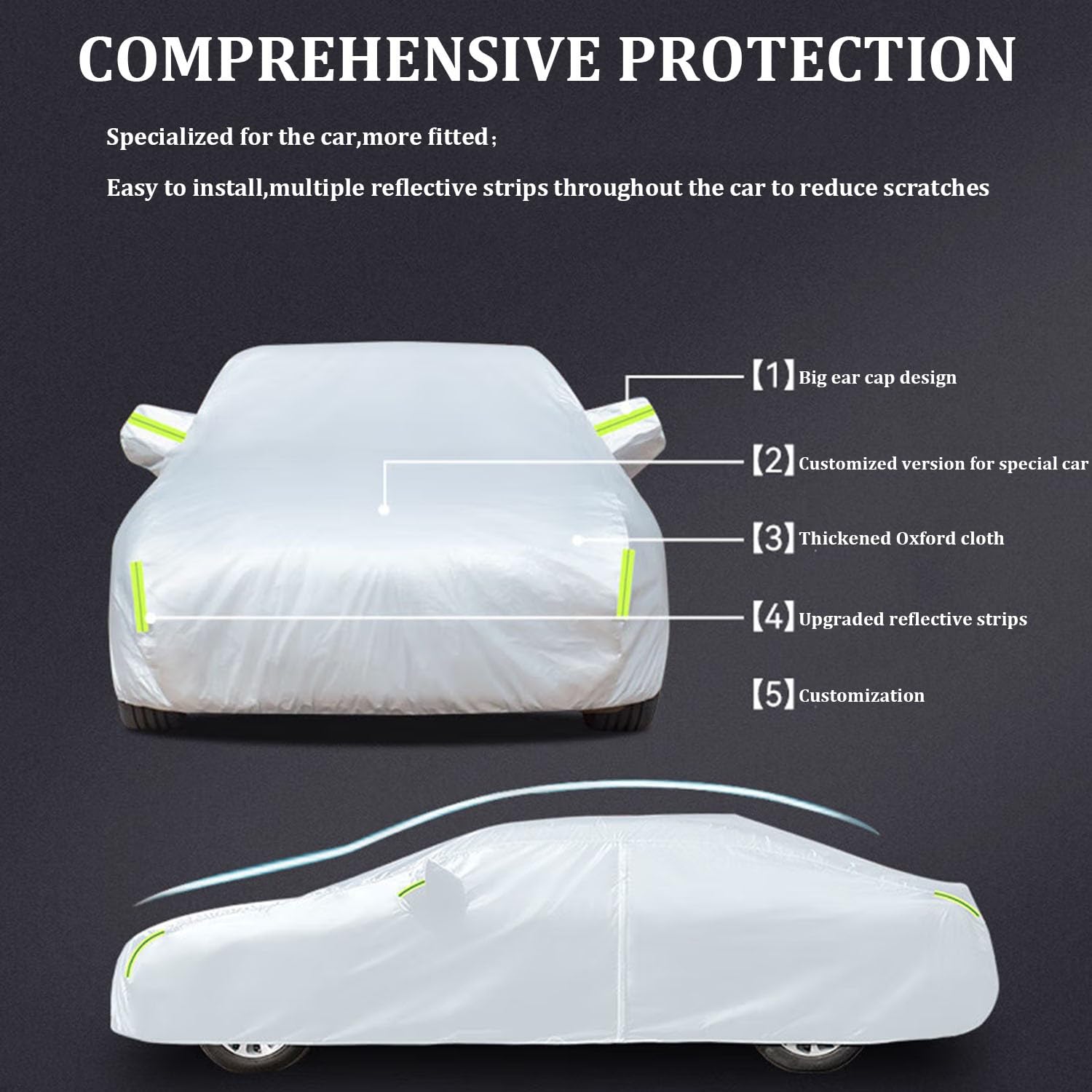 Funda Coche Exterior para Junior Elletrica Speciale 2024 Cubierta Coches a Prueba de Polvo,Sol Lluvia UV Protección para Todo Clima con Cremallera y Forro de Algodón(Plateado)