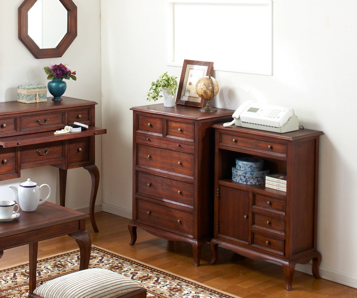 Amazon｜クロシオ ウェール 4段チェスト 幅61cm 完成品 アンティーク調
