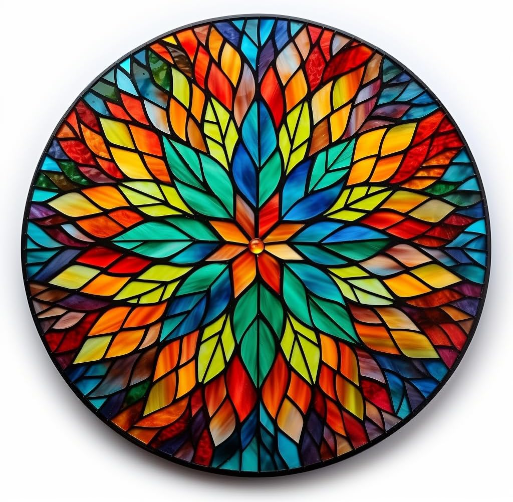 Amazon.com: DIY Stamped Cross Stitch Kits Stained Glass Mandala Flower ...