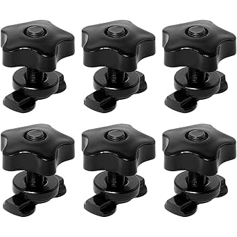 L Track Double Lug Threaded Stud Nut Fitting with Knob, Pack of 6 | Used with L Track Rails, 1.6" Bolt Height