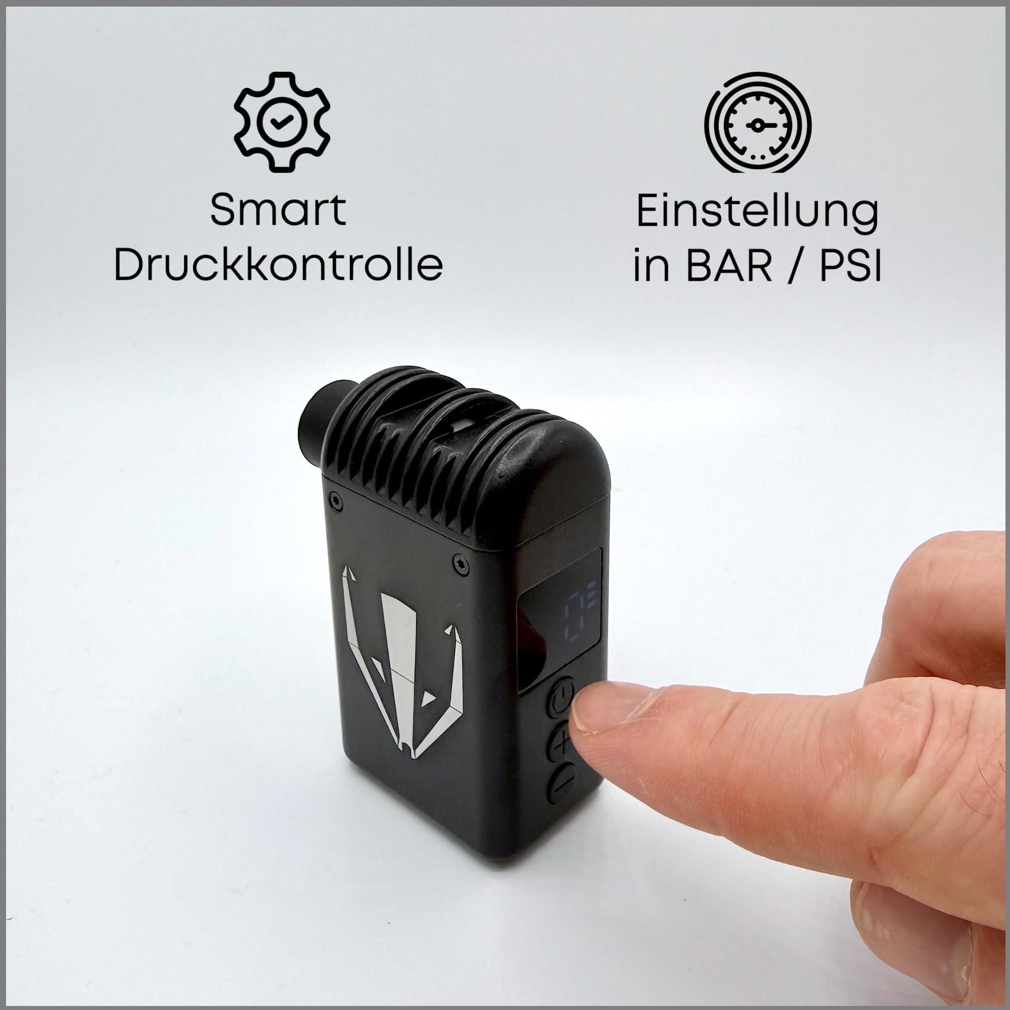 DACHS ePump Mini bomba eléctrica para bicicleta, 100 PSI, bomba de aire digital inteligente con sensor de presión y pantalla, bomba de aire con batería USB-C para válvulas Presta y Schrader, bicicleta