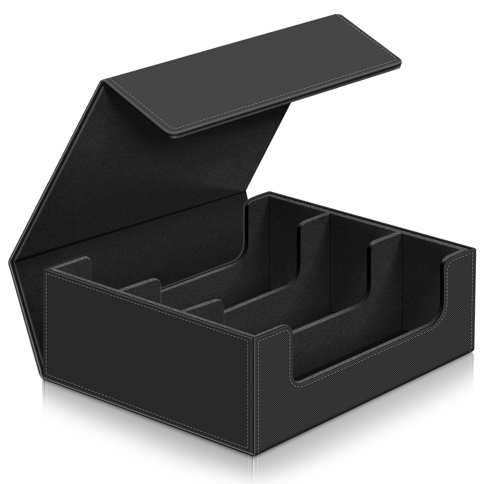 Homthy1800+ Card Deck Case for Trading Cards, Leather Magnetic Closure Commander Card Storage Box Magic Card Holders Fit for YuGiOh, MTG and Sport Cards (Black)