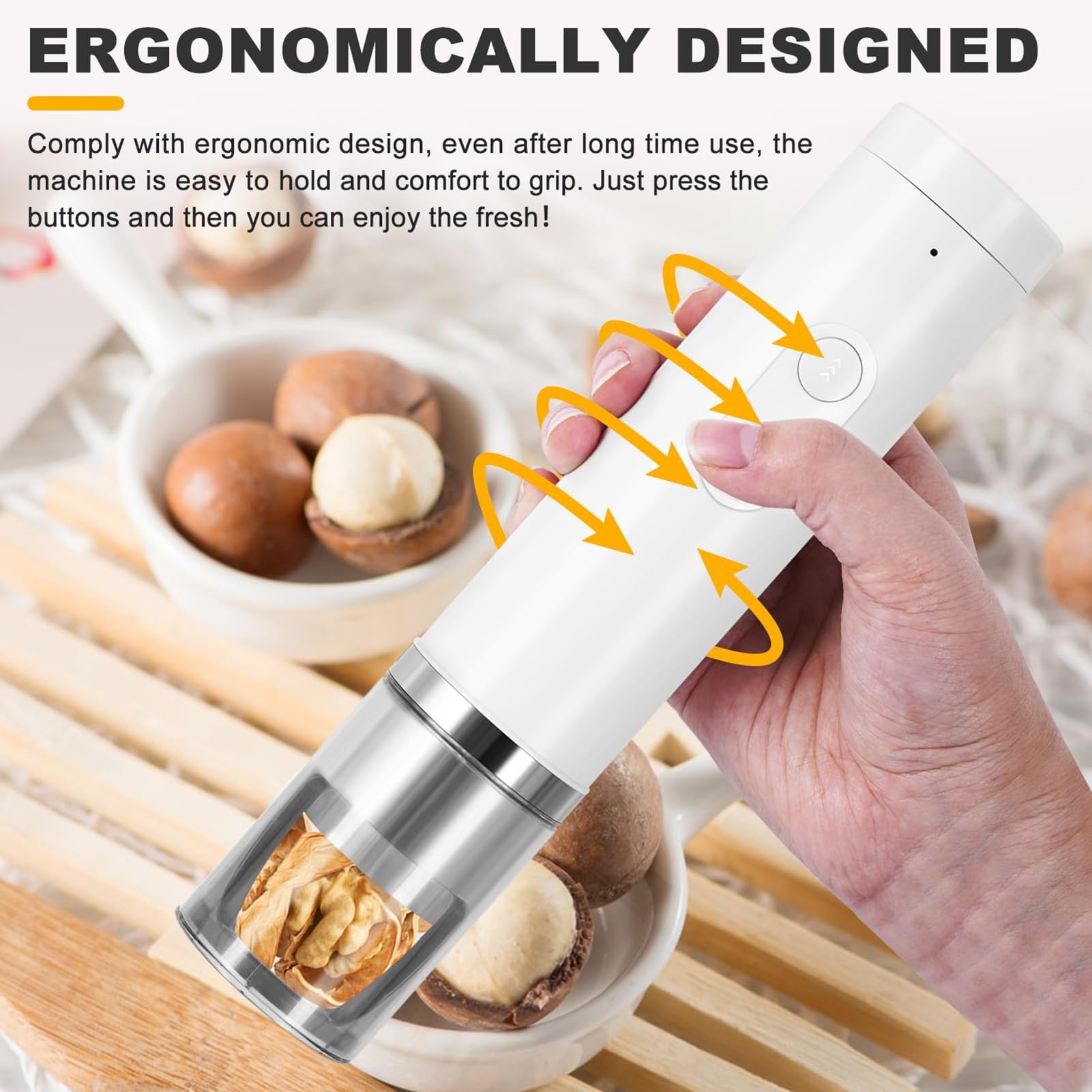 Elektrische Nussknacker-Maschine, Multifunktionaler Sheller mit 40-50 kg Stärke, 360° Anti-Spritz-Design, abnehmbar und waschbar für Walnüsse, Pekannüsse, Haselnüsse, Mandeln, Paranüsse