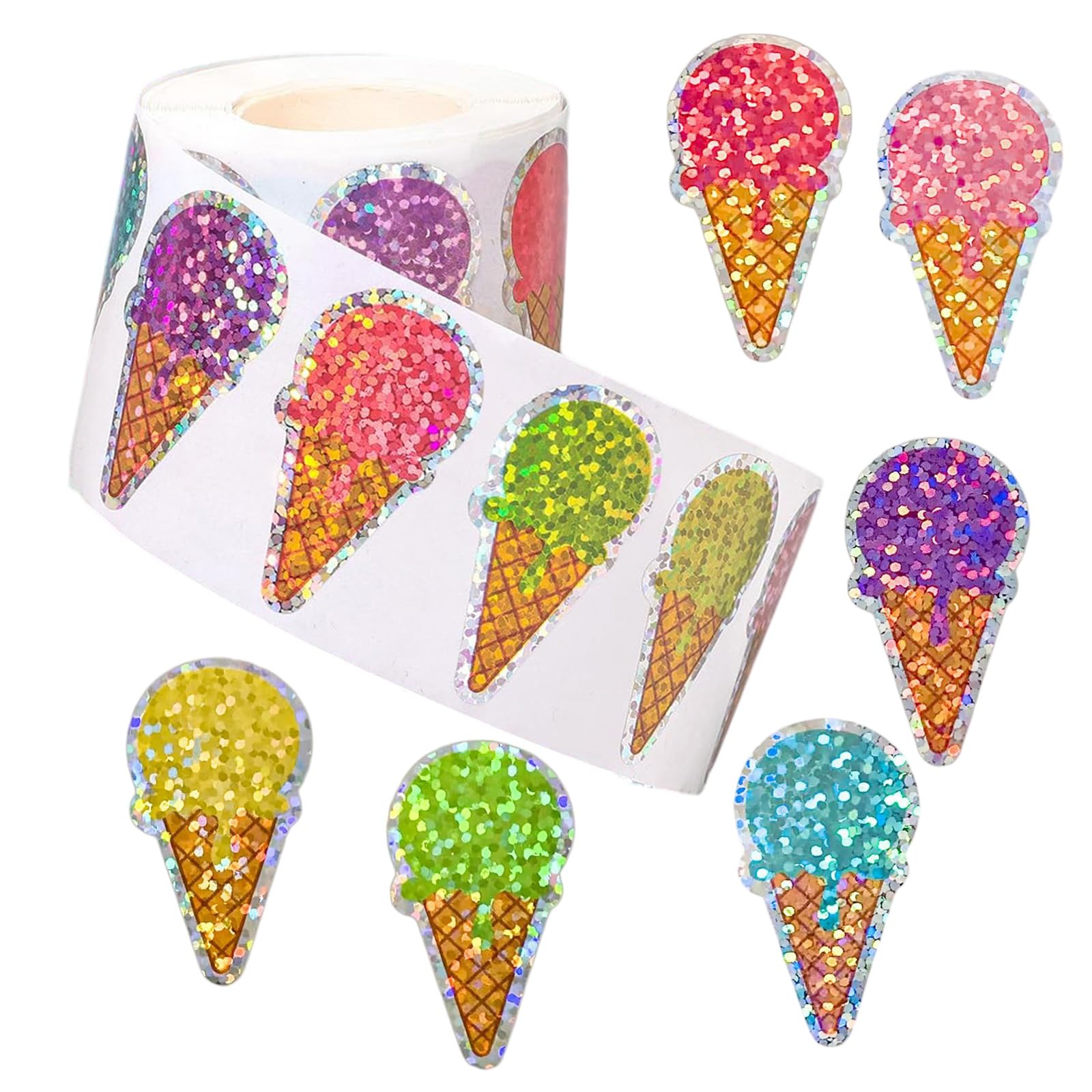 of 100 Ice Cream Design Adhesive Sticker Set for Creative Handcraft Enthusiasts and Personalizing Various Items Envelope Label Sticker