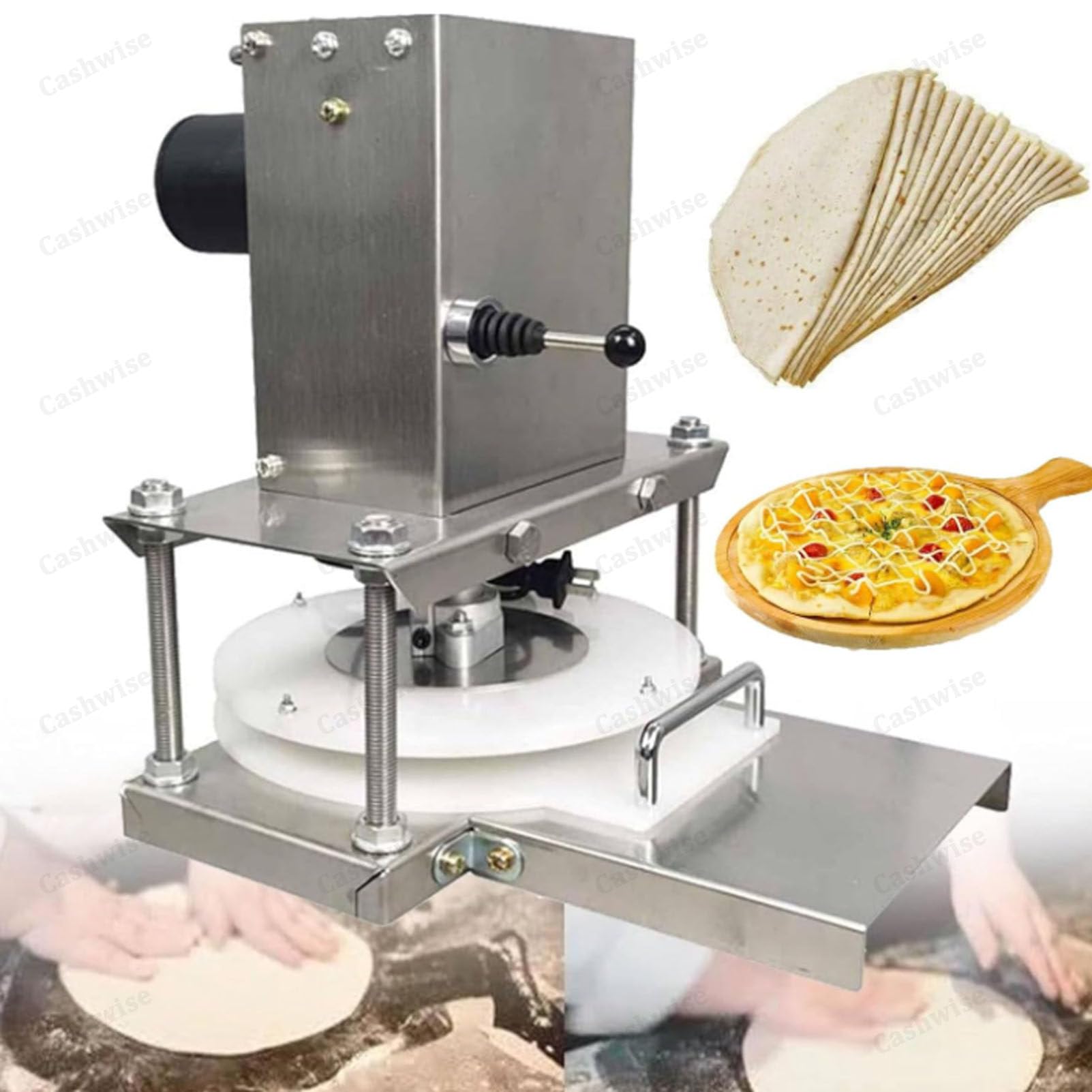 Máquina eléctrica de prensa de masa para hacer pizza y pasta, ideal para el hogar, restaurante y panadería