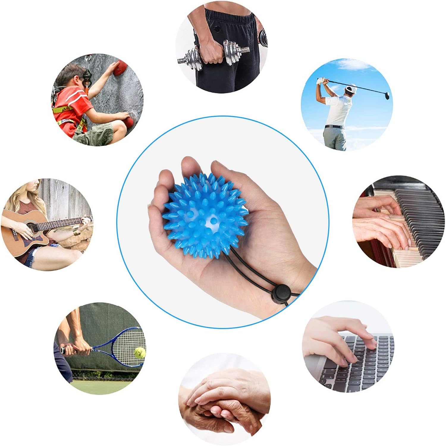 Hand Balls for Exercise and Physical Therapy (2 Pack) - Adjustable Wrist Strap to Prevent Falling - for Kids, Elderly and Adults - 2 Resistance Levels Stress Relief Ball Relieve Wrist & Thumb Pain : Health & Household