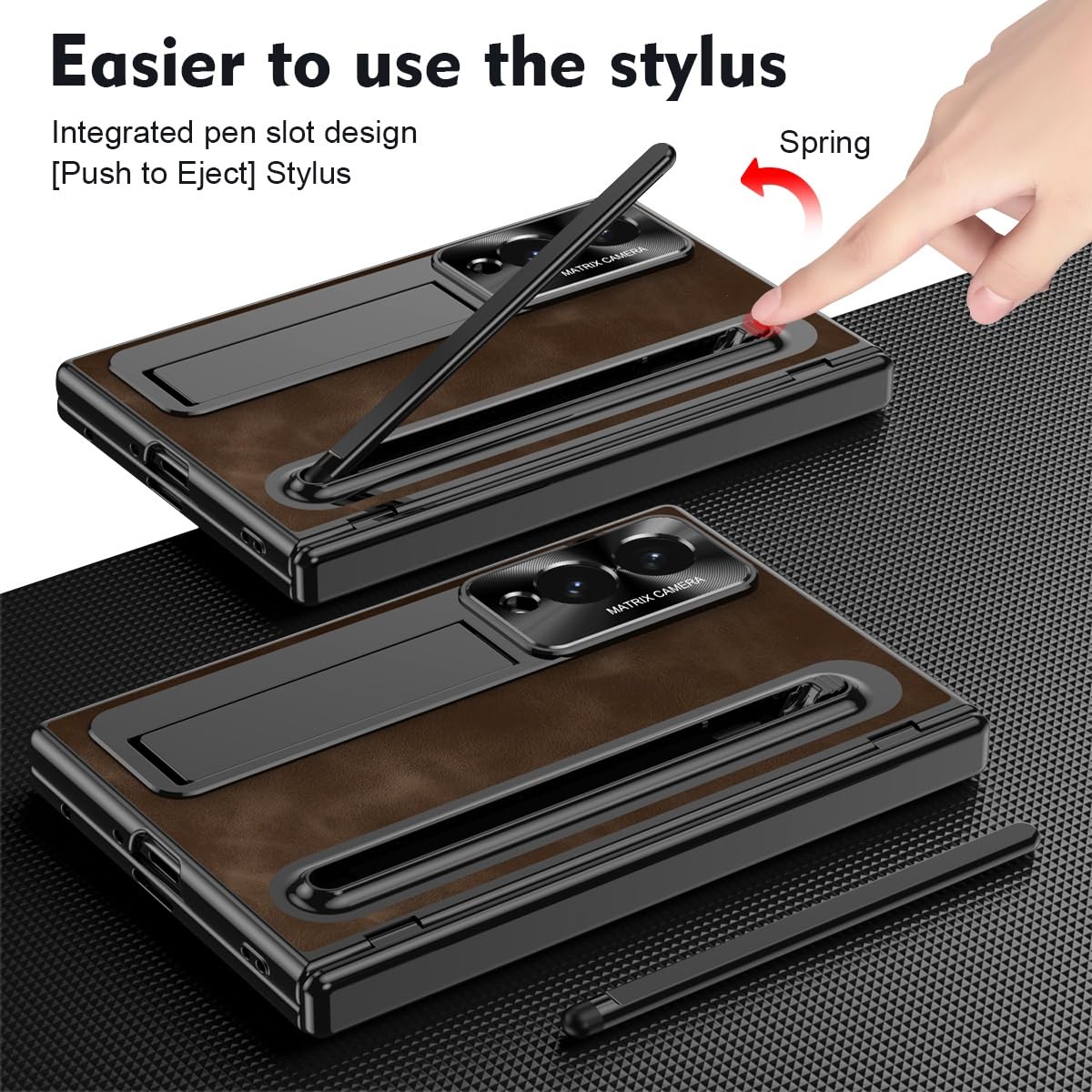 Compatibile con Samsung Galaxy Z Fold 8 Wide Case W Pen Holder & Stylus Custodia protettiva per telefono Caffè