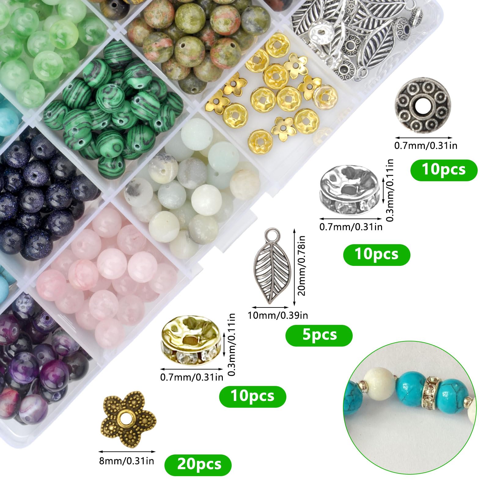Lot De Pierres Pour Bijoux – 9 à 15 Pièces, Idéal Pour Colliers Et Bracelets DIY