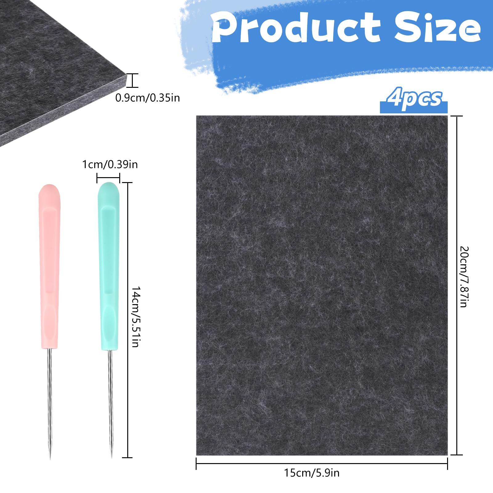 AILUYA Set of 4 Tingling Needles for Kids 20x15x1cm, Felt Mat, Set including 2 Needles, DIY Mat, Kids Gifts - Image 3