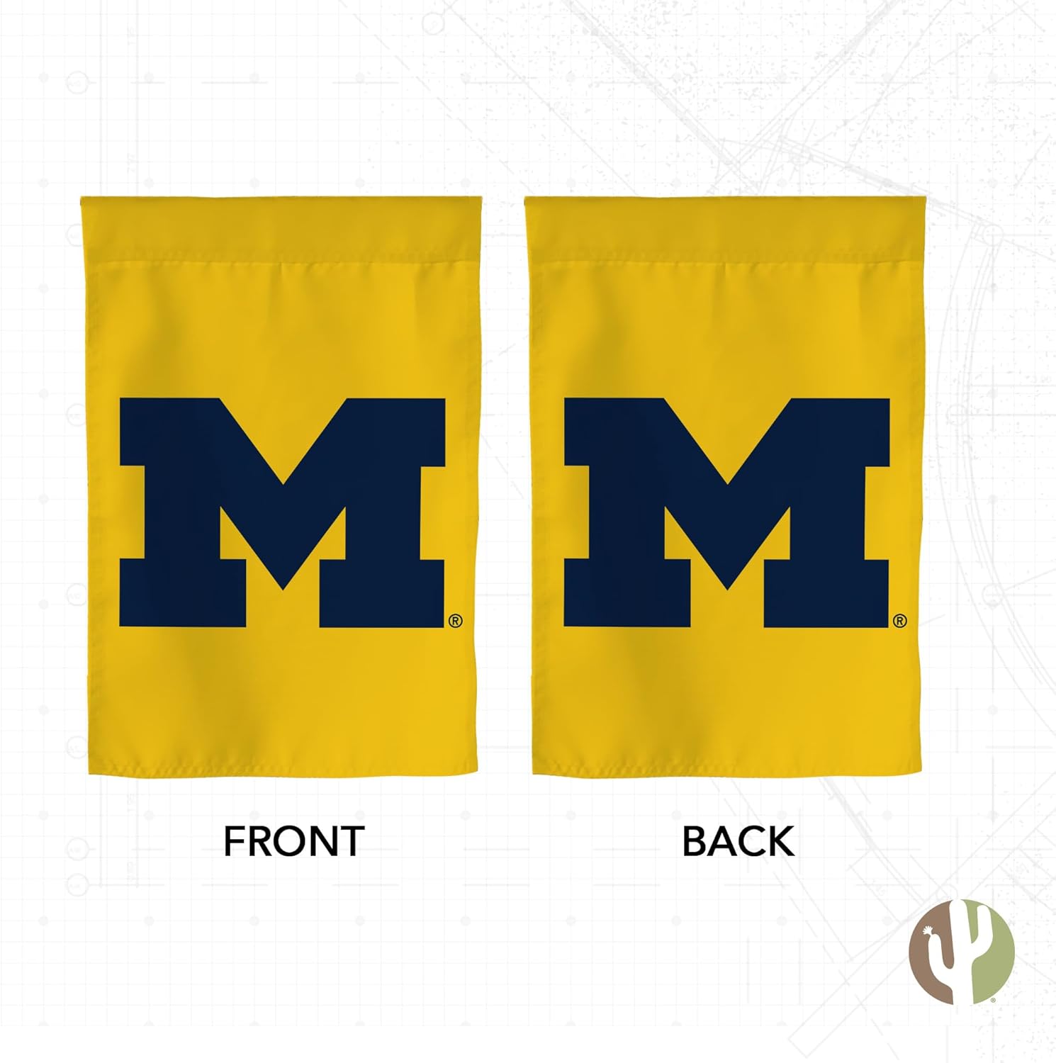Desert Cactus University of Michigan UM Garden Flag – 19 x 12 inch Michigan Wolverines Banner, For Outdoor Display and Events (Design F) - Image 2