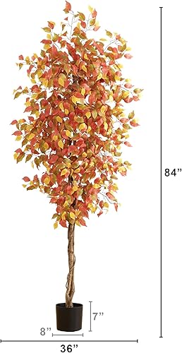 Miniatura 2 de Nearly Natural Árbol de otoño artificial de ficus de otoño de 7 pies