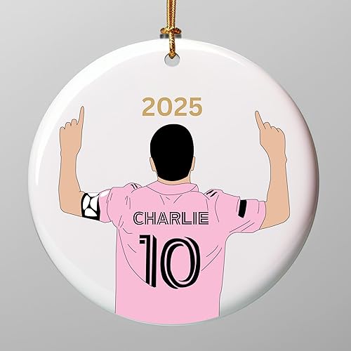 Adorno de cerámica de fútbol navideño personalizado, regalos de mini pelota de equipo de fútbol, regalo personalizable, recuerdo del equipo de