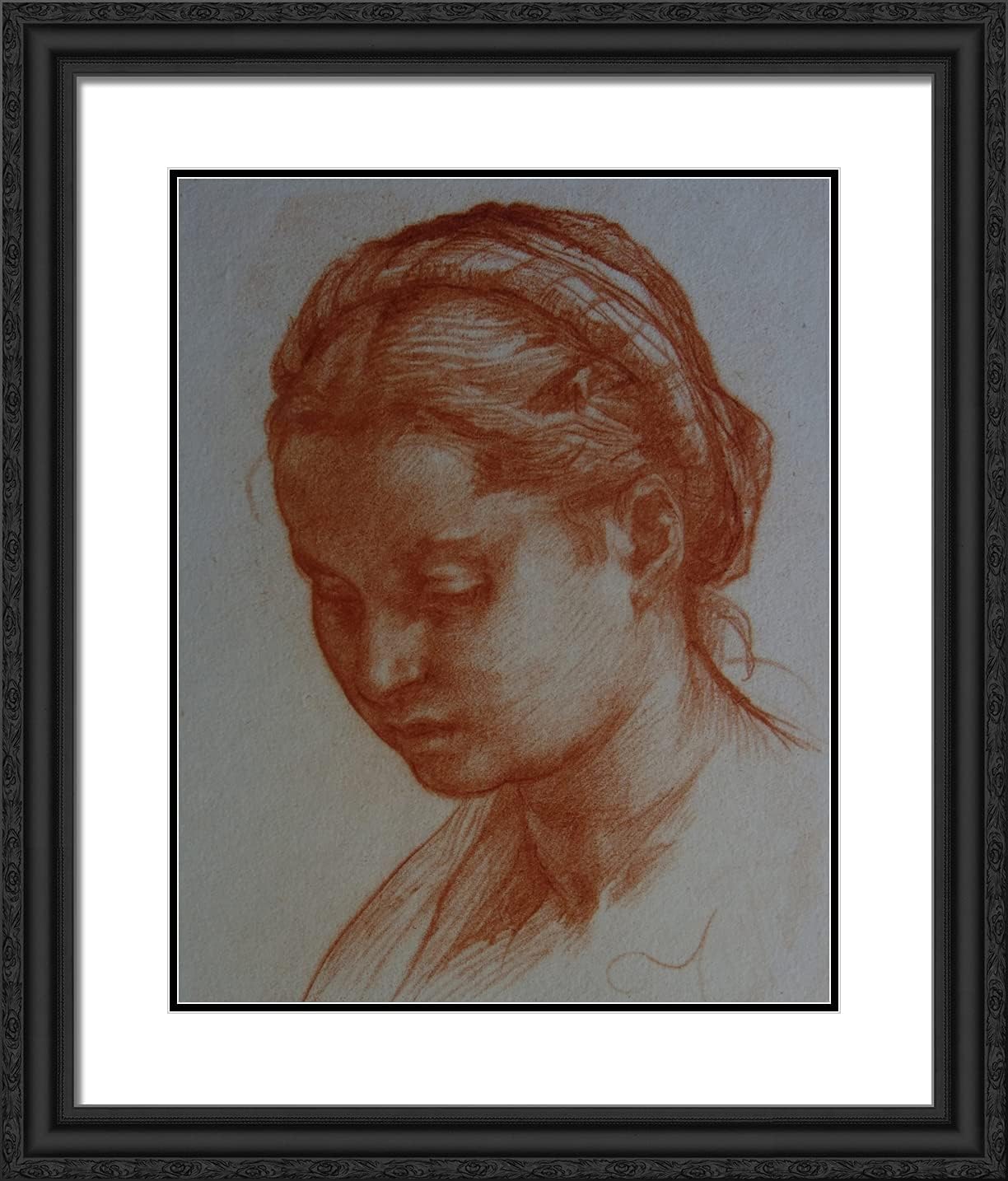 ArtDirect Del Sarto, Andrea 20x23 Black Ornate Framed Art Print with Double Matting Titled: Portrait of Female