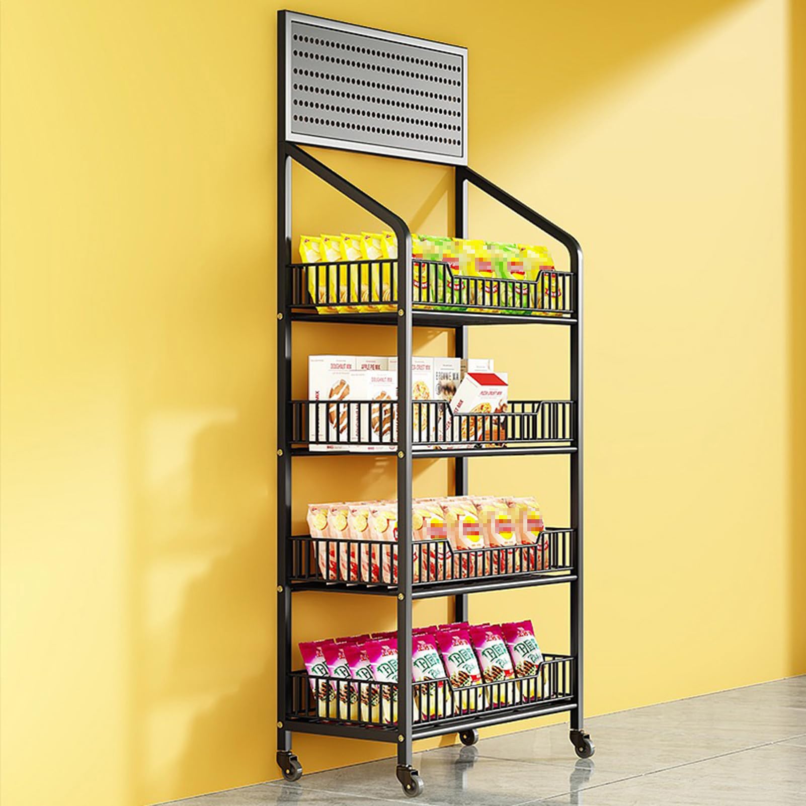 Snack-Regal mit 5 Etagen aus Metalldraht mit Haken, robuster Konzessionsständer für Süßigkeiten und Kartoffelchips
