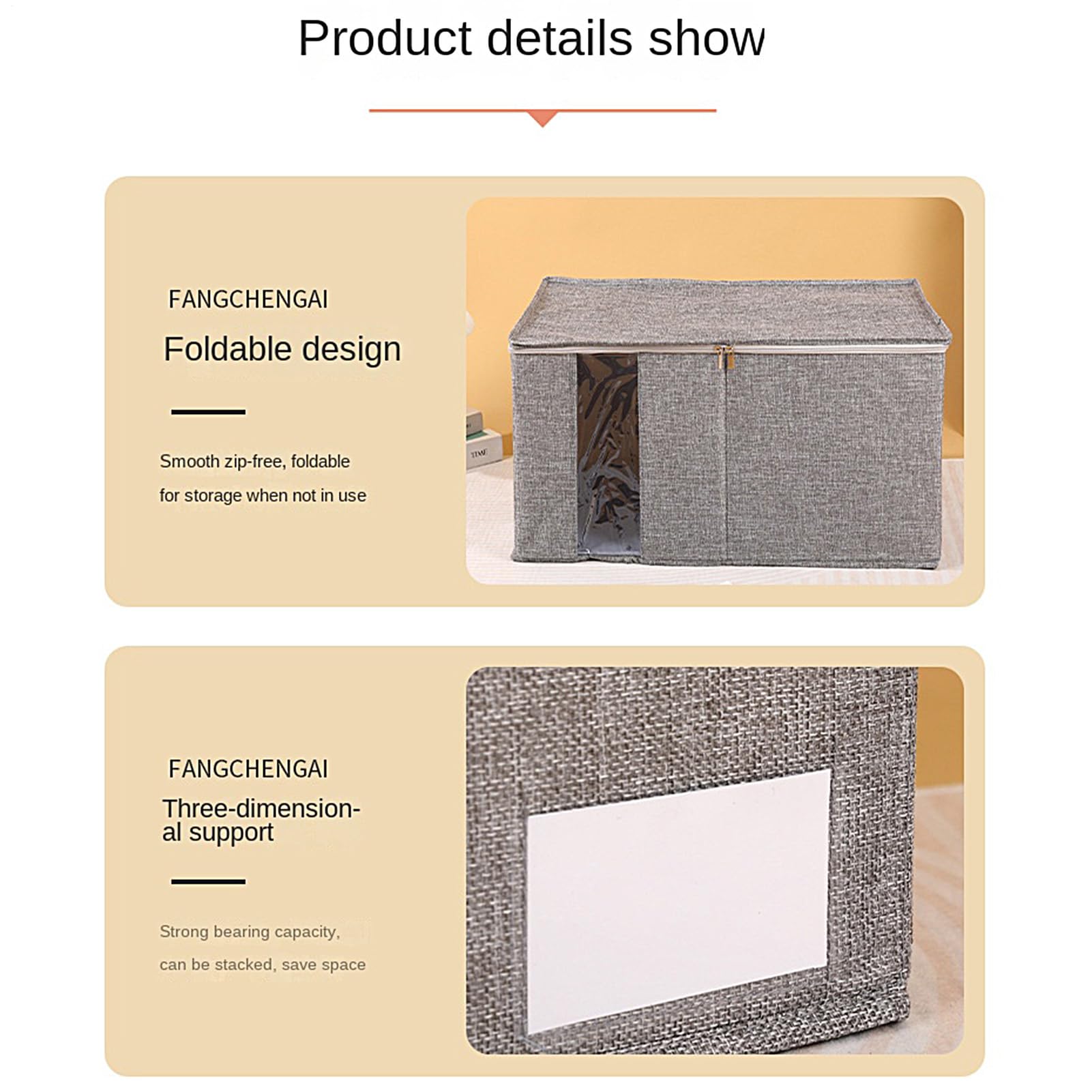 Contenitore per vestiti | Scatola pieghevole in tessuto trasparente con finestra, grande capacità, con coperchio e cerniera, per casa, camera da letto, armadio, coperte, trapunte, giocattoli, maglioni