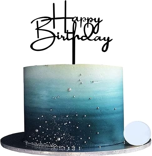 Miniatura 6 de 10 piezas de decoración de pastel de cumpleaños de acrílico negro serie de decoraciones para tartas de cumpleaños