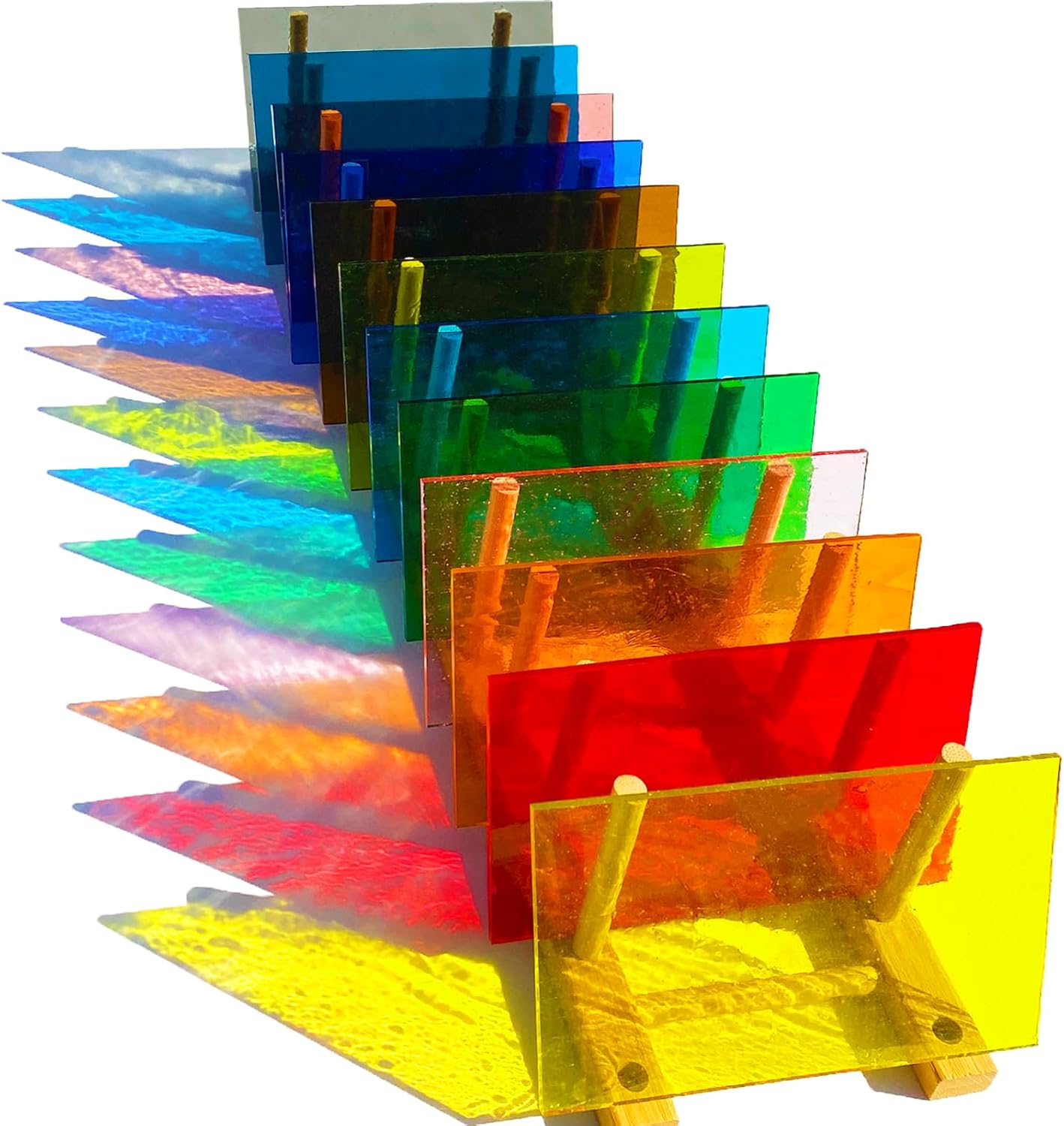 ILLUCKAI 12 Sheets Rainbow Transparent Stained Glass Sheets 6x4 Inch Mosaic Tiles for Crafts & Stained Glass Art