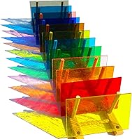ILLUCKAI 12 Sheets Rainbow Transparent Stained Glass Sheets 6x4 Inch Mosaic Tiles for Crafts & Stained Glass Art