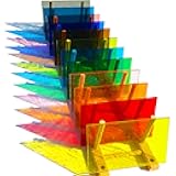ILLUCKAI 12 Sheets Transparent Stained Glass Sheet Rainbow Colors, 6 x 4 inch Stained Glass Supplies Mosaic Glass Tiles for Stained Glass Artwork Mosaic Crafts