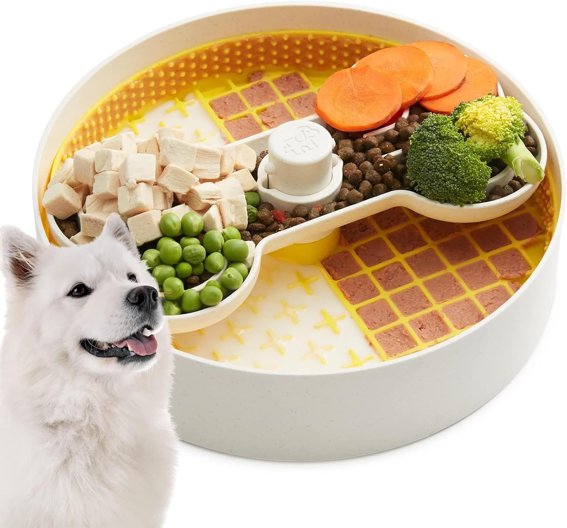 Puzzle Feeder Mat For Cats - Slow Eating Mat, Interactive Cat Toy & Treat Dispenser (Yellow)