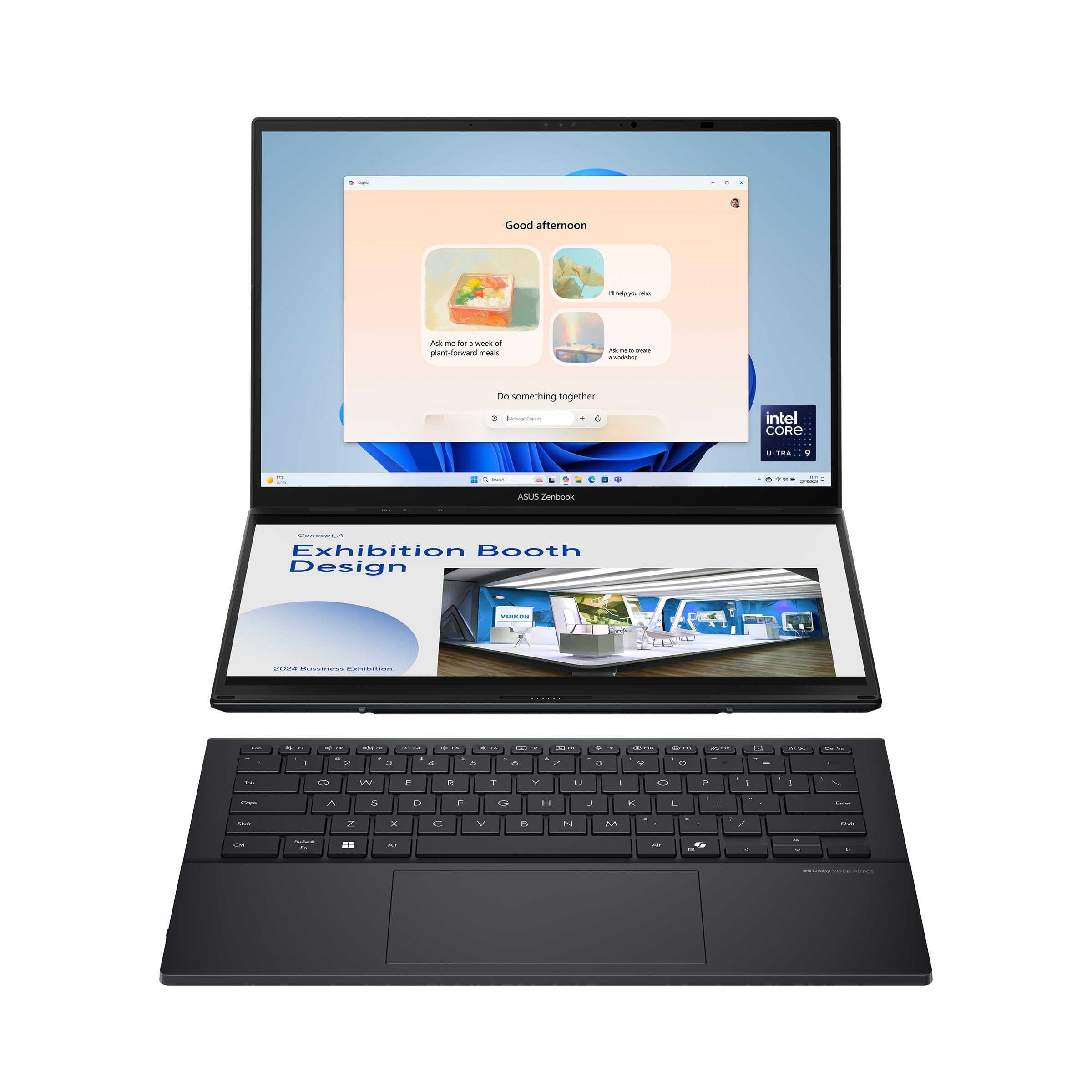 ASUS Zenbook Duo UX8406CA-PZ005W Touch Screen/Intel Ultra 9-285H/32GB RAM/2TB SSD/14 Inch 3K (2880x1800)120Hz OLED/Windows 11 Home, Eng/Arb keyboard - Basalt Gray