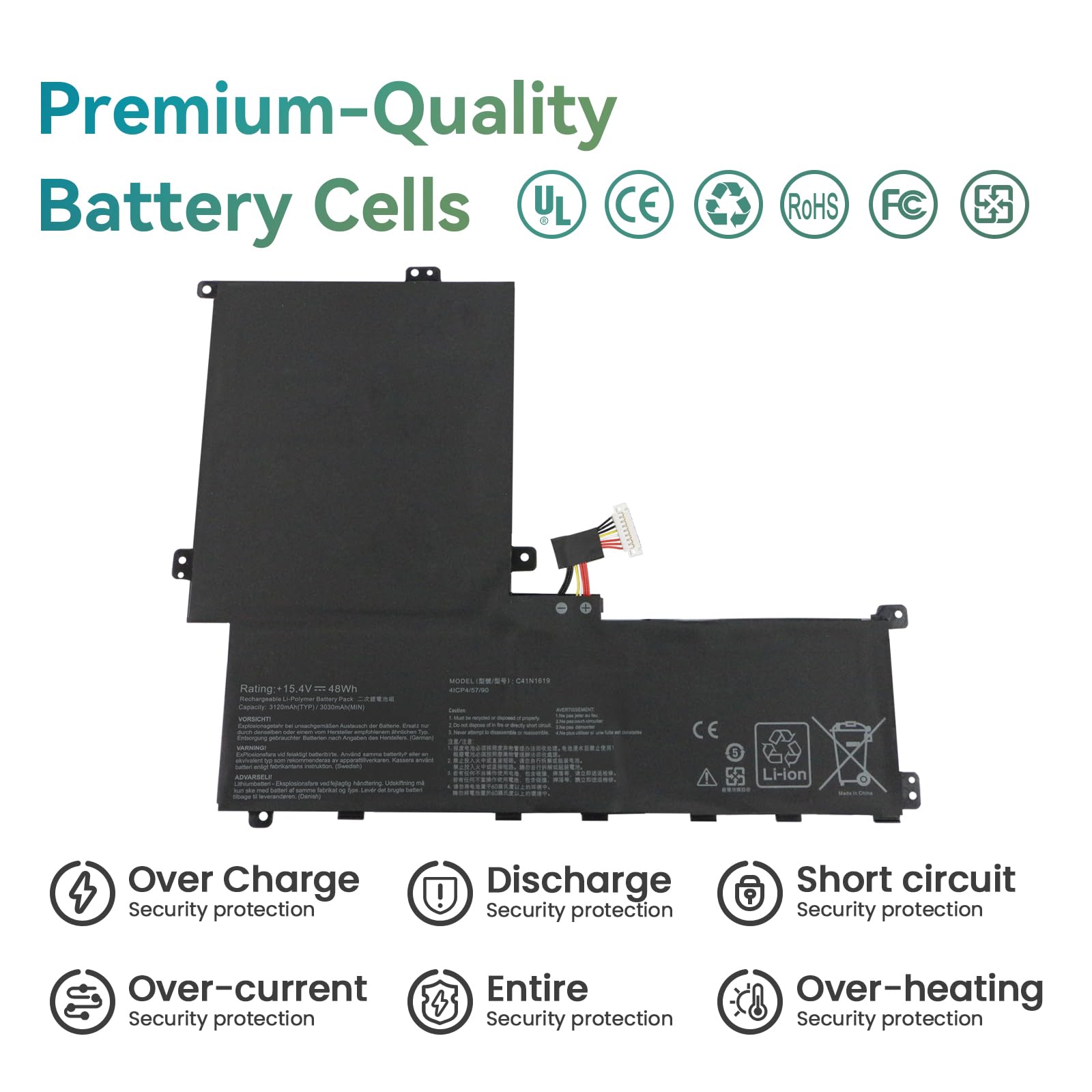 48Wh C41N1619 C41PKCH Laptop Batterie pour ASUS Pro Advanced B9440 B9440U B9440UA BU404UA ASUSPRO B9440UAV B9440FA-GV0019R B9440UA-XS74 B9440UA-GV0101T B9440UA-GV0100T B9440UA-GV9103T B9440UA-GV9102T