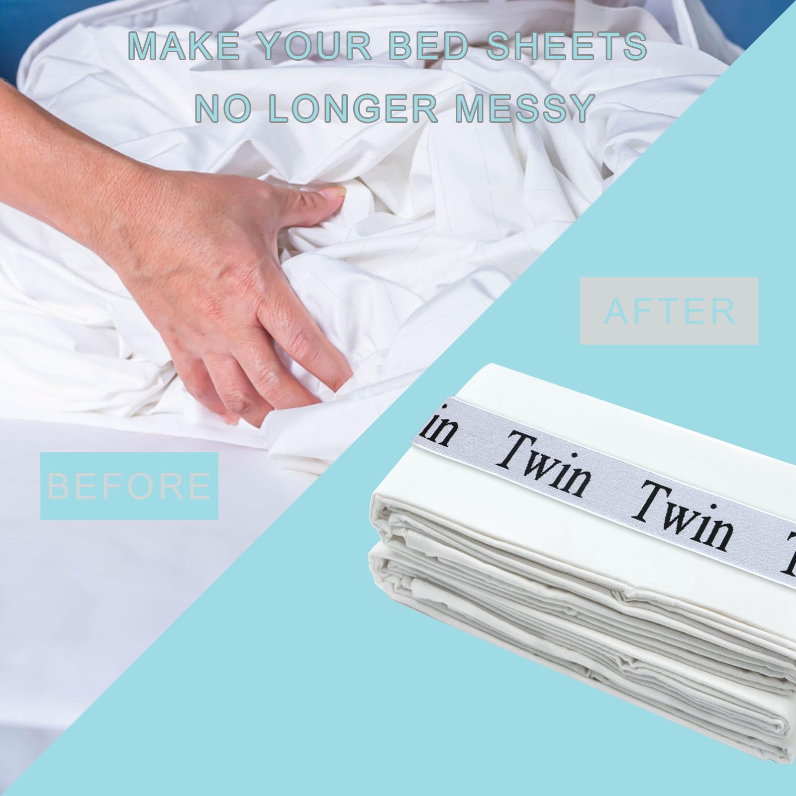 keepsweat Bed Sheet Organizer Bands,Sheet Organizer and Storage Label Bands for Twin Size Bed Sheet Elastic Bedding Sheet Keepers Straps for Pillow Case,Duvet,Quilt Brand - Image 3
