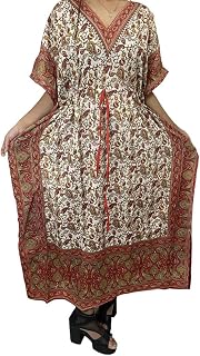 Ukal Women's Kaftan Summer Maxi Kimono Dress Beach Cover Up Ladies Kaftan Sleepwear Viscose Kaftan Night Gown Robe V-Neck ... Price In India