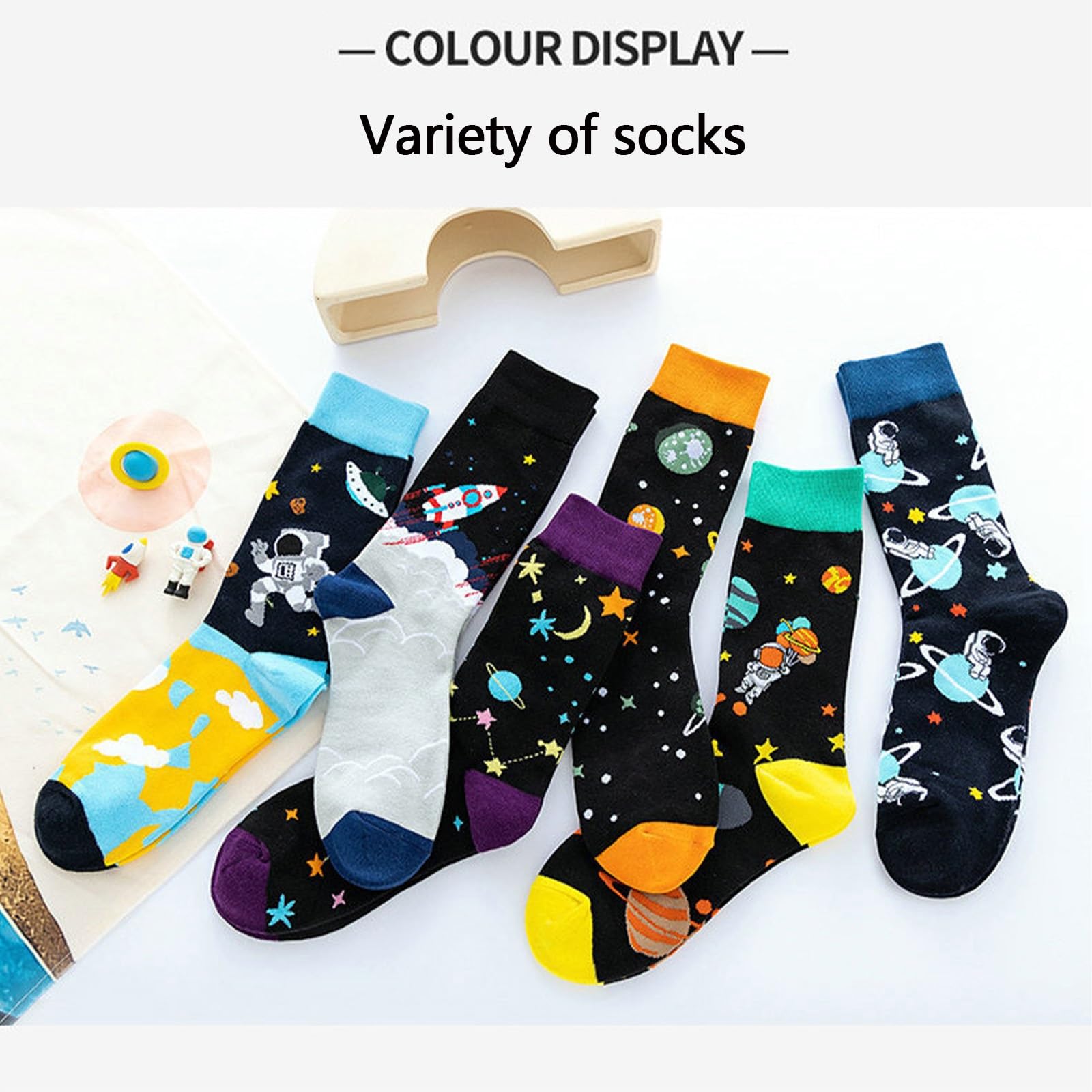 Calcetines ArtíSticos para Hombre, Divertidos Calcetines de Vestir, Calcetines de AlgodóN Divertidos y Coloridos, Paquete de Calcetines Divertidos(B-4,100 Pairs)