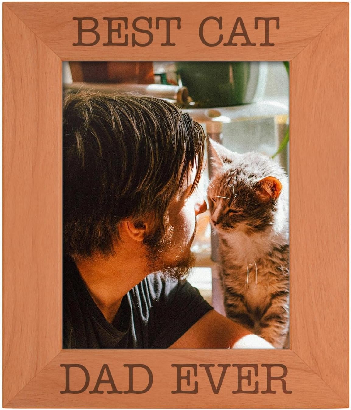 ThisWear Sentimental Photo Frame Best Cat Dad Ever Wood Engraved 8x10 Portrait Picture Frame
