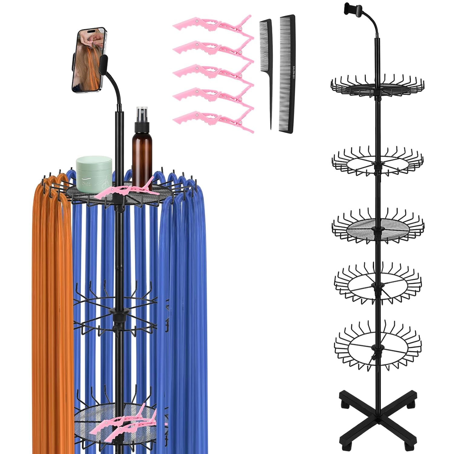 Amazon.com: Braiding Hair Rack Standing Hair Extension Holder 140 Pegs ...